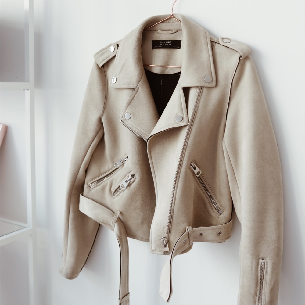 Zara Faux Suede Biker Jacket